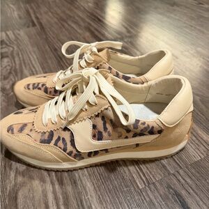 Dolce Vita Leopard Print Tan Sneakers